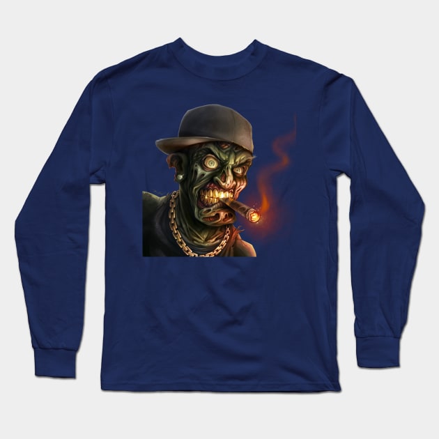 Gangster Hip-Hop Zombie Long Sleeve T-Shirt by FlylandDesigns